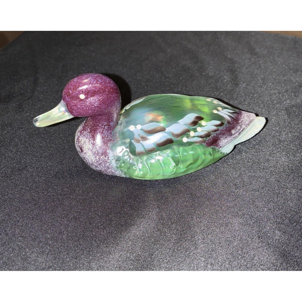 Fenton 95th Anniversary Iridescent Glass Mallard Duck Hand Painted C Hardman
